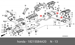 Кронштейн, система выпуска ОГ 18215S84A20 HONDA
