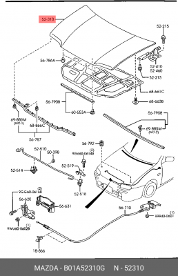 Капот B01A52310G MAZDA