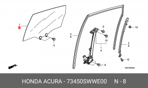 Стекло двери 73450SWWE00 HONDA