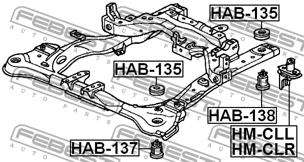 Сайлентблок подрамника HAB-138 FEBEST