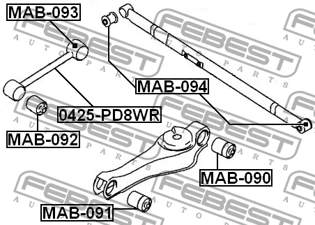 Рычаг подвески 0425-PD8WR FEBEST