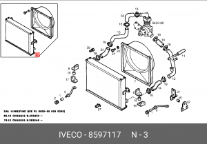 Радиатор, охлаждение двигател 8597117 IVECO