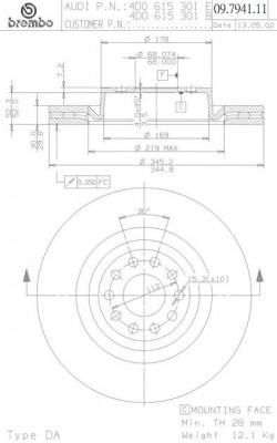 Тормозной диск 09.7941.11 BREMBO