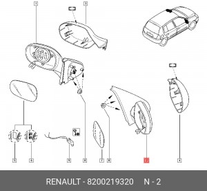Зеркало заднего вида 8200219320 RENAULT