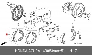 Комплект тормозных колодок 43053SAAE51 HONDA