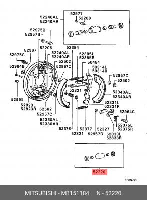 Ремкомплект, колесный тормозной цилиндр MB151184 MITSUBISHI