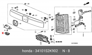 Плафон освещения салона 34101S2K902 HONDA
