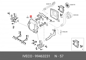 Радиатор, охлаждение двигател 99463231 IVECO