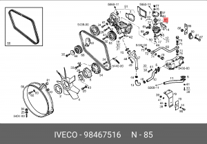 Термостат, охлаждающая жидкость 98467516 IVECO