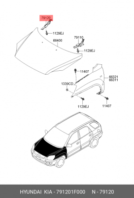 Петля - шарнир открывания капота 791201F000 HYUNDAI KIA