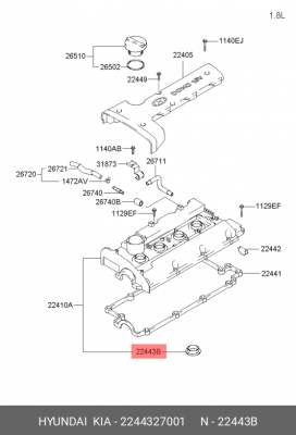 Уплотняющее кольцо, коленчатый вал 2244327001 HYUNDAI KIA