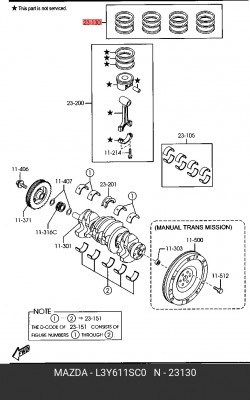 Кольца поршневые L3Y6-11-SC0 MAZDA
