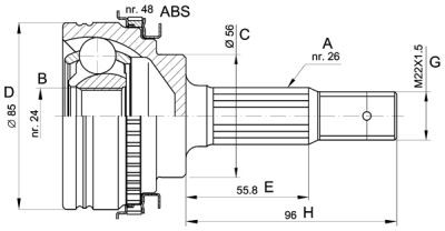 ШРУС TO-09A48 HDK