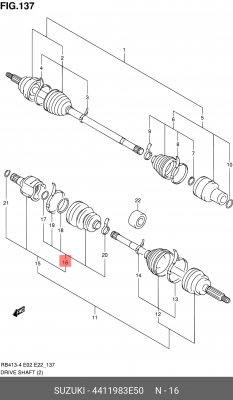 Комплект пылника, приводной вал 44119-83E50 SUZUKI