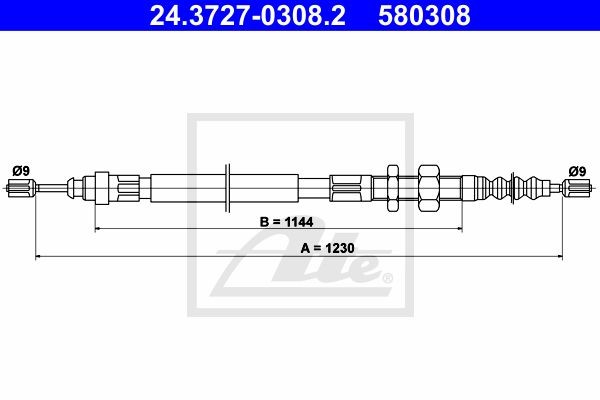 Трос, стояночная тормозная система 24.3727-0308.2 ATE