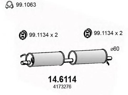 Средний глушитель выхлопных газов 146114 ASSO
