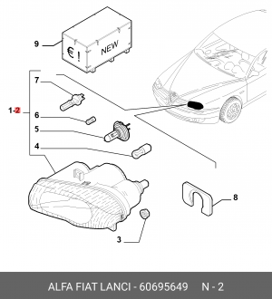 Основная фара 60695649 ALFA FIAT LANCIA