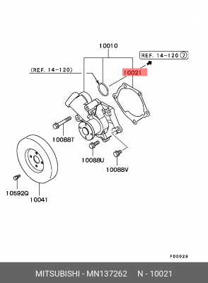 Прокладка, выпускной трубопровод MN137262 MITSUBISHI