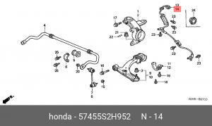 Датчик, частота вращения колеса 57455S2H952 HONDA