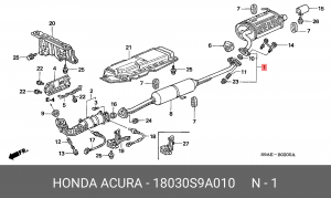 Глушитель - задняя часть системы ОГ 18030S9A010 HONDA