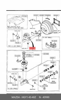 Главный тормозной цилиндр HGY1-43-40Z MAZDA
