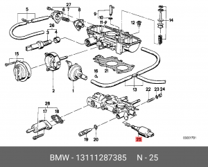 Клапан, циркулирующий воздух карбюратора 13 11 1 287 385 BMW