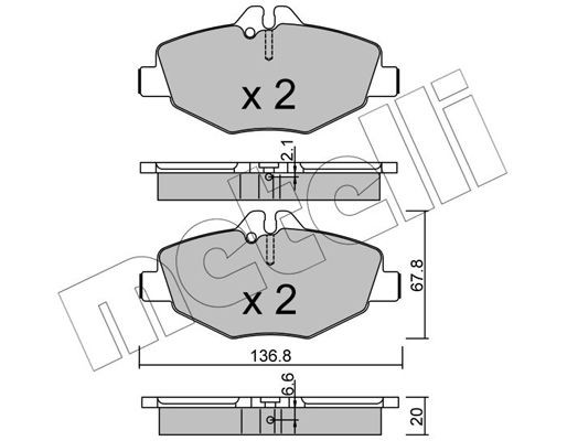 Комплект тормозных колодок, диско 2205620 METELLI