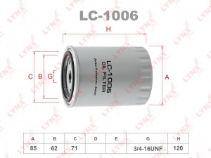 Фильтр масляный двигателя LC-1006 LYNXAUTO