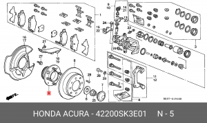 Комплект подшипника ступицы колеса 42200SK3E01 HONDA