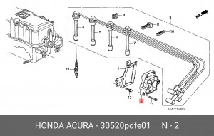 Элемент катушки зажигания 30520PDFE01 HONDA