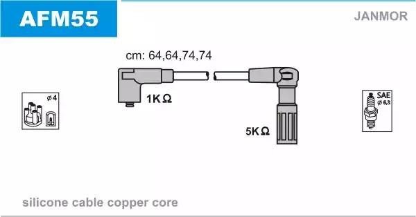 Ккомплект проводов зажигания AFM55 JANMOR