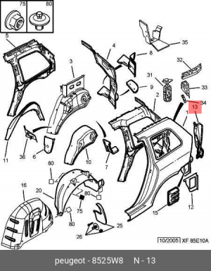 Кронштейн крепления заднего фонаря 8525 W8 CITROEN PEUGEOT