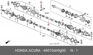 Шарнирный комплект, приводной вал 44010SH9G00 HONDA