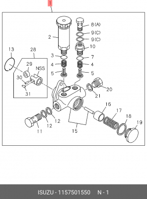 Топливный насос; Насос, топливоподающяя система 1-15750-155-0 ISUZU
