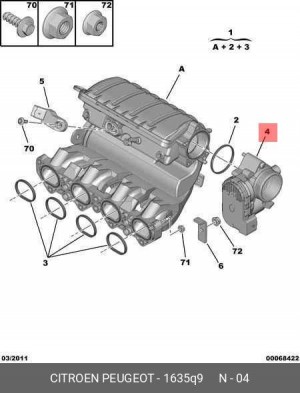 Патрубок дроссельной заслонки 1635 Q9 CITROEN PEUGEOT