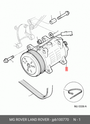 Компрессор, кондиционер JPB100770 MG ROVER LAND ROVER