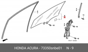 Стекло двери 73350SNBE01 HONDA