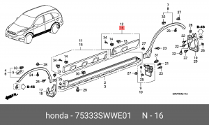 Молдинг двери 75333SWWE01 HONDA