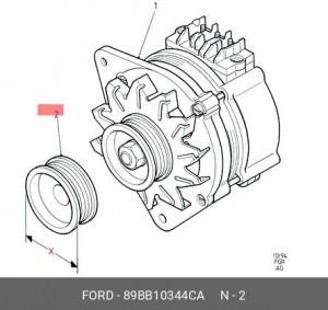 Ременный шкив, генератор 89BB-10344-CA FORD