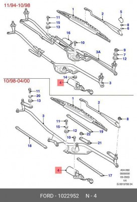 Двигатель стеклоочистителя 1 022 952 FORD