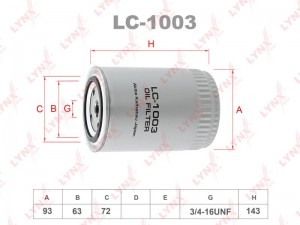 Фильтр масляный двигателя LC-1003 LYNXAUTO
