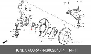 Комплект подшипника ступицы колеса 44300SD4014 HONDA