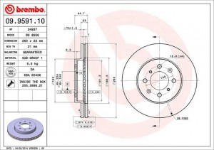 Тормозной диск 09.9591.10 BREMBO