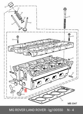 Направляющая втулка клапана LGJ100550 MG ROVER LAND ROVER
