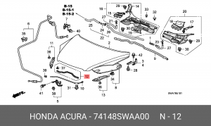 Уплотнитель капота 74148SWAA00 HONDA