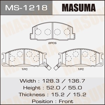 Колодки тормозные дисковые MS1218 MASUMA