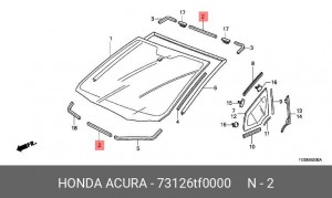 Уплотнитель стекла ветрового 73126TF0000 HONDA