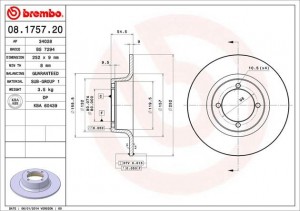 Тормозной диск 08.1757.20 BREMBO