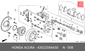 Колодки тормозные дисковые 43022S84A50 HONDA