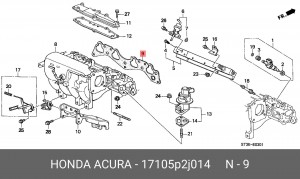 Прокладка, впускной коллектор 17105P2J014 HONDA